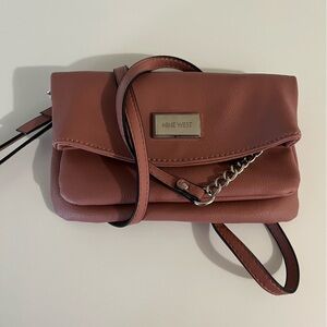 Nine West Pink Wristlet Clutch With Removable Crossbody Strap Elegant Design